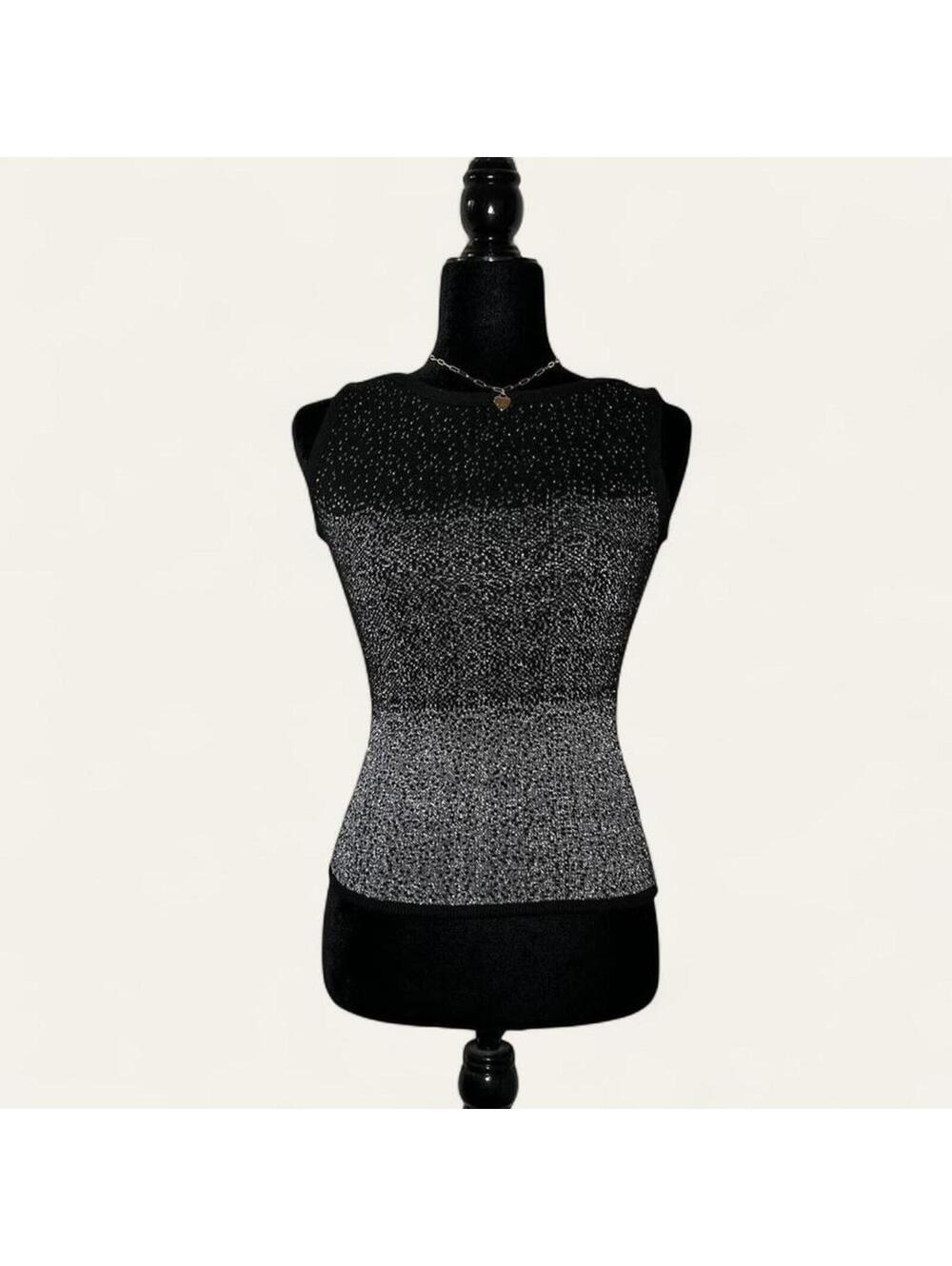 Black Sparkly H&M Hennes Patterned Going Out Top 2K